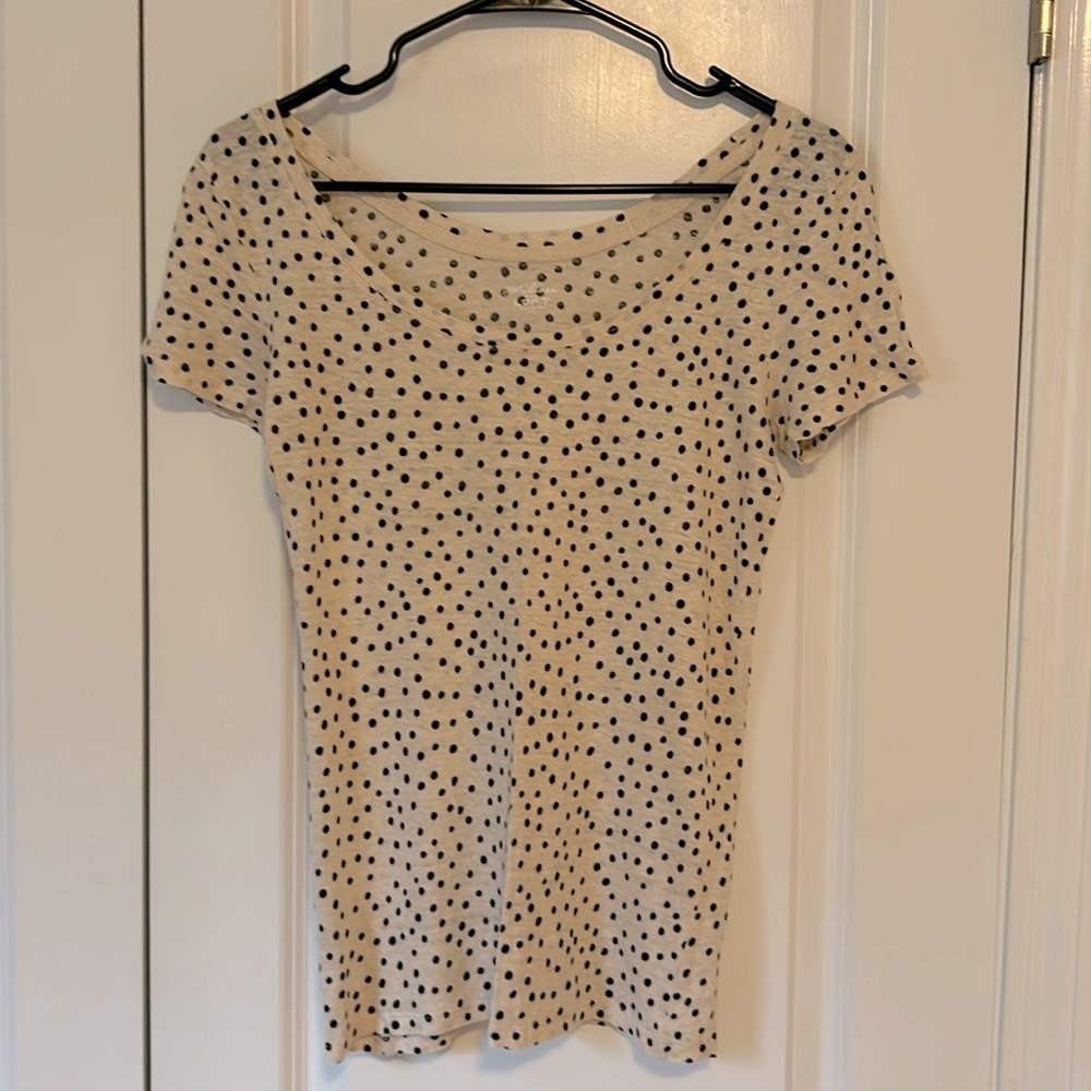 Ann Taylor Loft polka dot linen top sweater Small